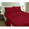 thumbnail image 6 of ROYALE LINENS Striped Bed Sheet Set - Microfiber 1800 Bedding - 1 Fitted Sheet, 1 Flat Sheet, 2 Pillowcase - Wrinkle & Fade Resistant - 4 Piece Damask Stripe Bed Sheet Set (Stripe Burgundy, Queen), 6 of 10