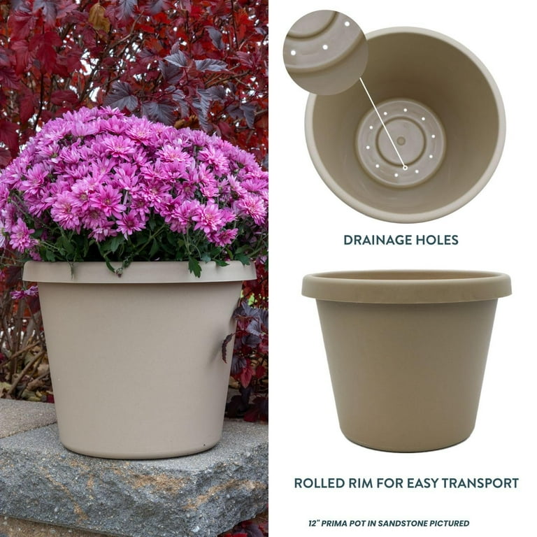The HC Companies Prima Planter Round Plant Pot - Plastic, Drainage