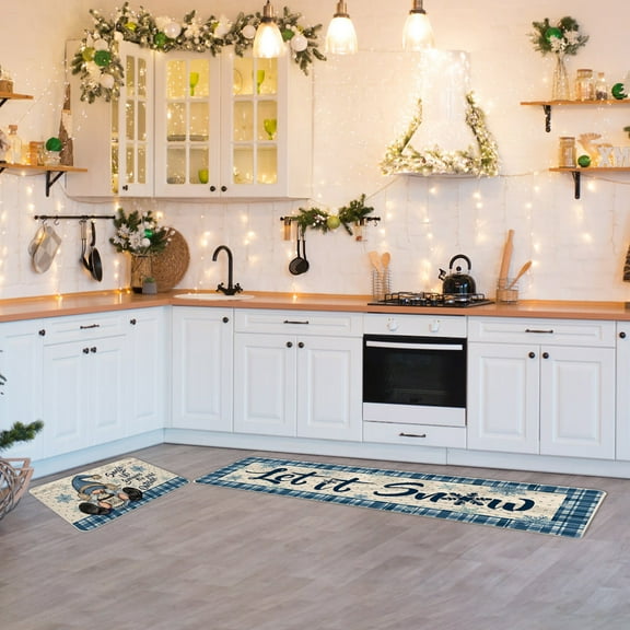 BOBOMOTI 2 Pcs Merry Christmas Rugs for Kitchen Winter Holiday Floor Mat Christmas Doormat for Christmas Indoor Party Decorations Clearance
