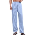 thumbnail image 2 of Domuza Linen Pants Men Casual 2026 Summer Beach Elastic Drawstring Waist Yoga Pants Travel Baggy Work Pant Pajama Light Blue 2XL, 2 of 4