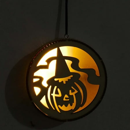 

KEVCHE Halloween Wooden Hollow Chandelier LED Light Lantern for Halloween Garden
