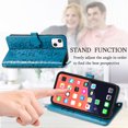 thumbnail image 2 of Cartoon Case for iPhone 13(2021), Allytech Embossed Animal PU Leather Impact Resistant TPU Back Card Slots Magnetic Closure Hand Strap Stand Cover for iPhone 13 6.1" 2021, Blue, 2 of 4