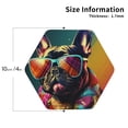 thumbnail image 2 of Honeii Retro Bulldog Sunglasses Print Leather Coaster Set of 4, Ideal for Safeguarding Your Furniture from Drinks Spills and Effortless Cleanup-Hexagon, 2 of 6