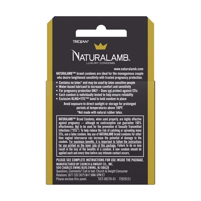 Trojan NaturaLamb Latex Free Luxury Lubricated Condoms, 3 Count