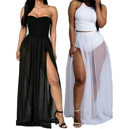 Women Bikini Cover Up Swimwear Sheer Beach Maxi Wrap Skirt Sarong Pareo Dress