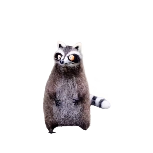 Genérico Wool Felt Familiars – Quirky Handmade Companions, Anxious Mother Opossum, Handmade Needle Felted Cat Dolls, Humorous Wool Animals Figurines Tabletop Decor, Mini Soft Big-Eyed Decor for Home