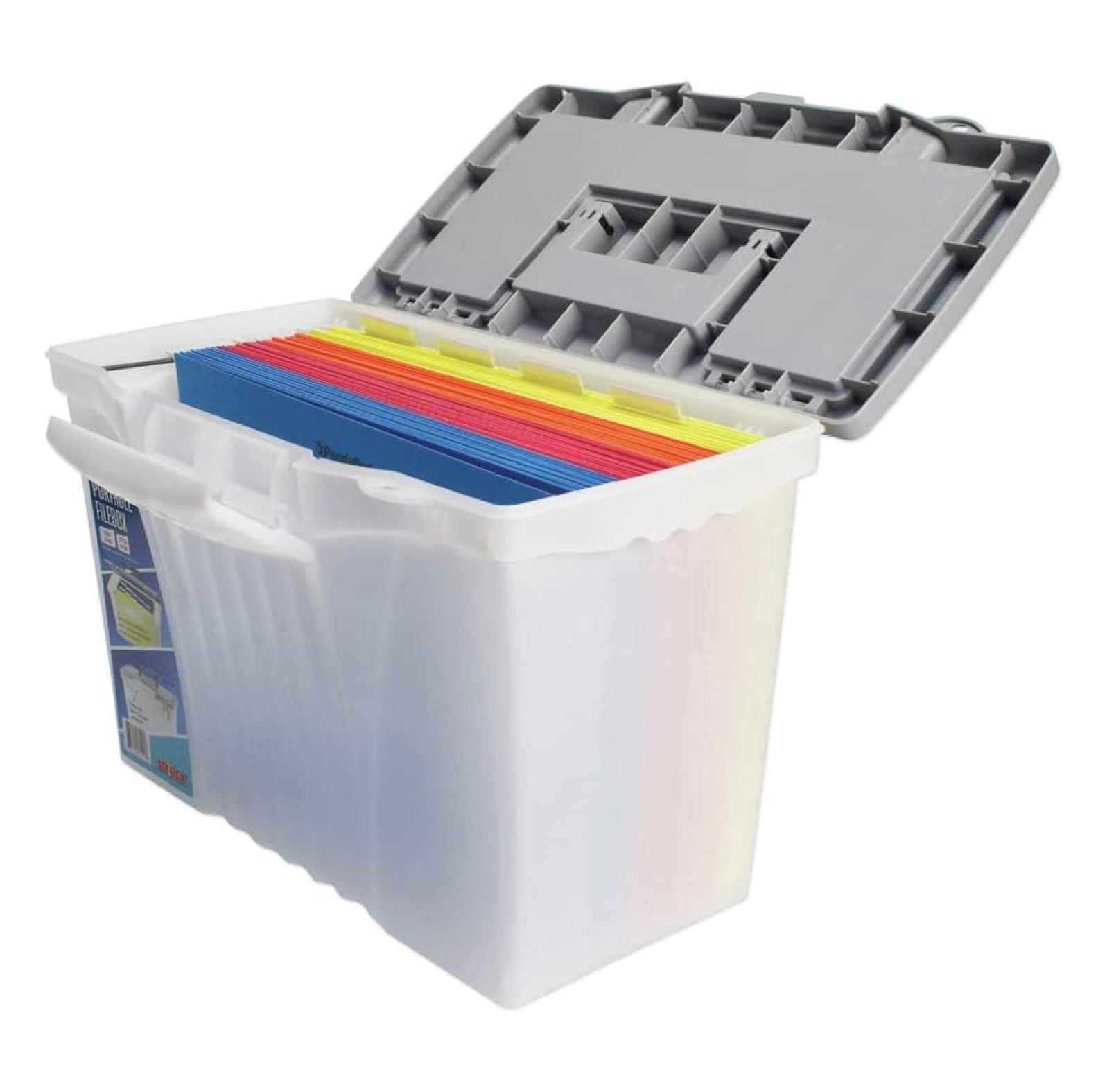 Portable File Box with Organizer Lid Legal/Letter