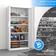 thumbnail image 3 of Metal Garage Storage Cabinet with Lock, 72" Tall Steel Storage Locker with 4 Adjustable Shelves, Heavy Duty Metal Cabinet for Garage, Office, Home, White, 3 of 9