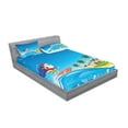 thumbnail image 2 of Ambesonne Christmas Fitted Sheet & Pillow Sham Set, Surfing Santa Beach, Full, Multicolor, 2 of 2