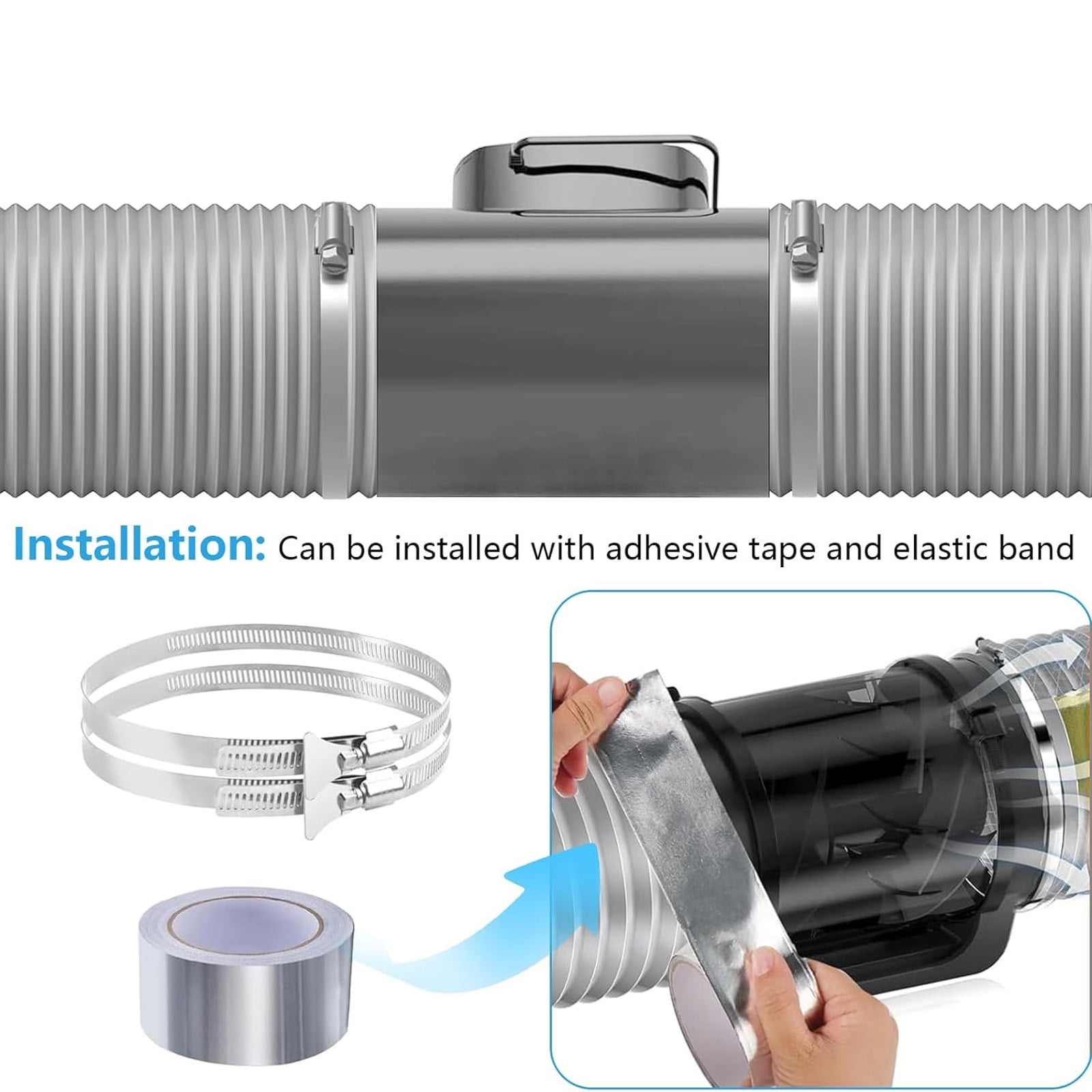 Dryer Vent Hose Air Duct Flexible Adjustable PVC Heavy Duty Air Duct with 2 Screw Clamps for HVAC Ventilation