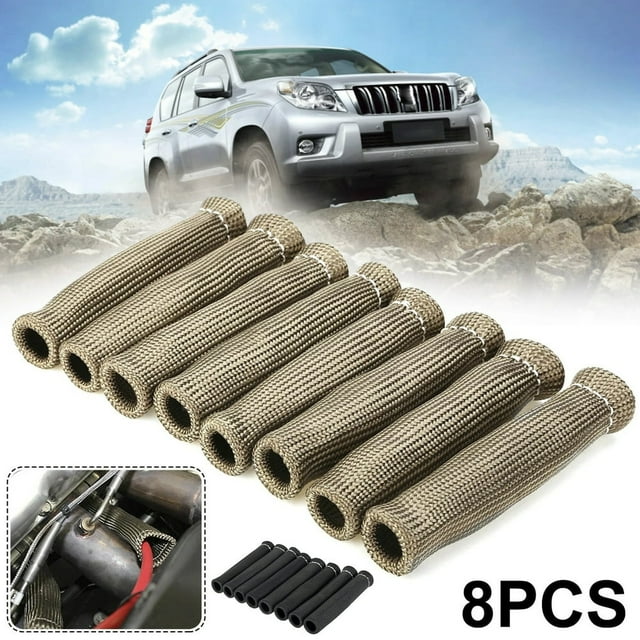 8Pcs Spark Plug Wire Boots 2500 Degree Titanium Spark Plug Boot Protector 6.1inch