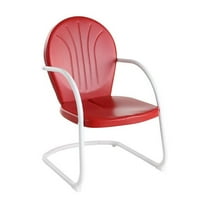 HomeStock Gothic Glamour Metal Outdoor Chair, 28.5"D x 22"W x 34.25"H, Sturdy, Easy to Assemble, Powder Coated Finish, Metal Seating-Color:Red Gloss