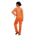 thumbnail image 7 of Aislor Girls Latin Jazz Modern Salsa Ballroom Dance Outfits Tassel Crop Tops with Fringe Pants Set Dancewear Fluorescent Orange 8, 7 of 7