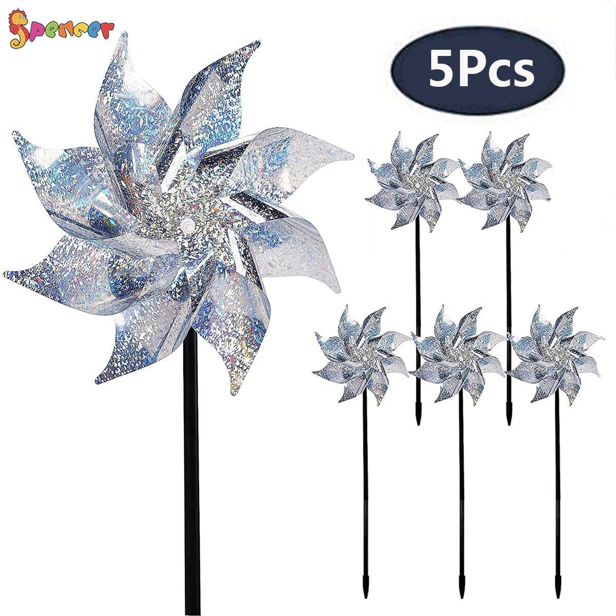 Spencer 5 Pack Bird Blinder Repellent Pinwheels, Extra Sparkly Windmill