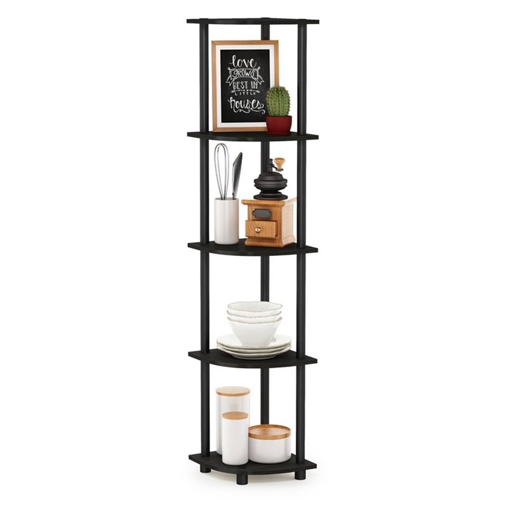 Furinno Turn-N-Tube 5 Tier Corner Display Rack Multipurpose Shelving Unit, Espresso & Black - 57.7 x 11.6 x 11.6 in.
