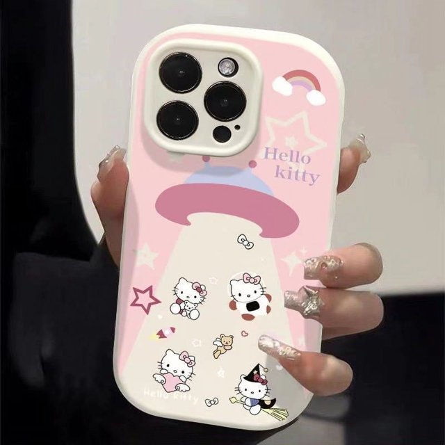 Bonita funda de Hello Kitty para Apple 15Pro Max Cartoon 14Pro resistente a caídas para niñas de 13/12 años 11/X