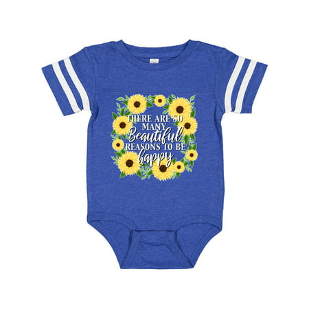 

Inktastic There are so many Beautiful Reasons To Be Happy with sunflower wreath Gift Baby Boy or Baby Girl Bodysuit