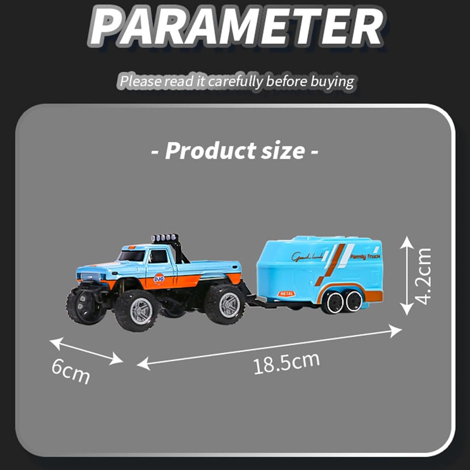 Mini RC Monster Truck, 2025 New Mini Rc Monster Truck, 1:64 Scale Monster Truck Remote Control Car with Lights, USB Rechargeable Mini RC Truck with Trailer, 2.4Ghz Remote Control