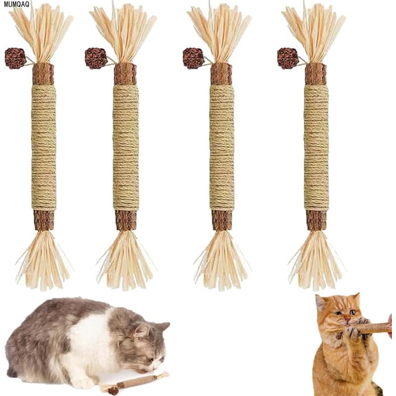 MUMQAQ Natural Silvervine Dental Sticks for Cats, 100% Natural Cat Chews for Dental Health, Catnip Alternative Chew Toys with Hairball Control, Individually Wrapped Cat Teeth Cleaning Sticks