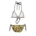 thumbnail image 5 of Suhoaziia Women Bikinis Two Piece Set Breathable Novelty Ladies Swimsuits Size L,Retro Sunflowers V-Neck Bathing Suits with Twist Front Straps for Beach Pool Travel, 5 of 6