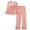 Pink, variant on Womens Pajama Set Fashion Solid Color Breathable Pajama Sets with Pants Summer Crew Neck Long Sleeve Sleepwear Summer Pajamas
