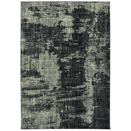 Moretti Henry Area Rug 1805K Black Faded Worn 9' 10" x 12' 10" Rectangle