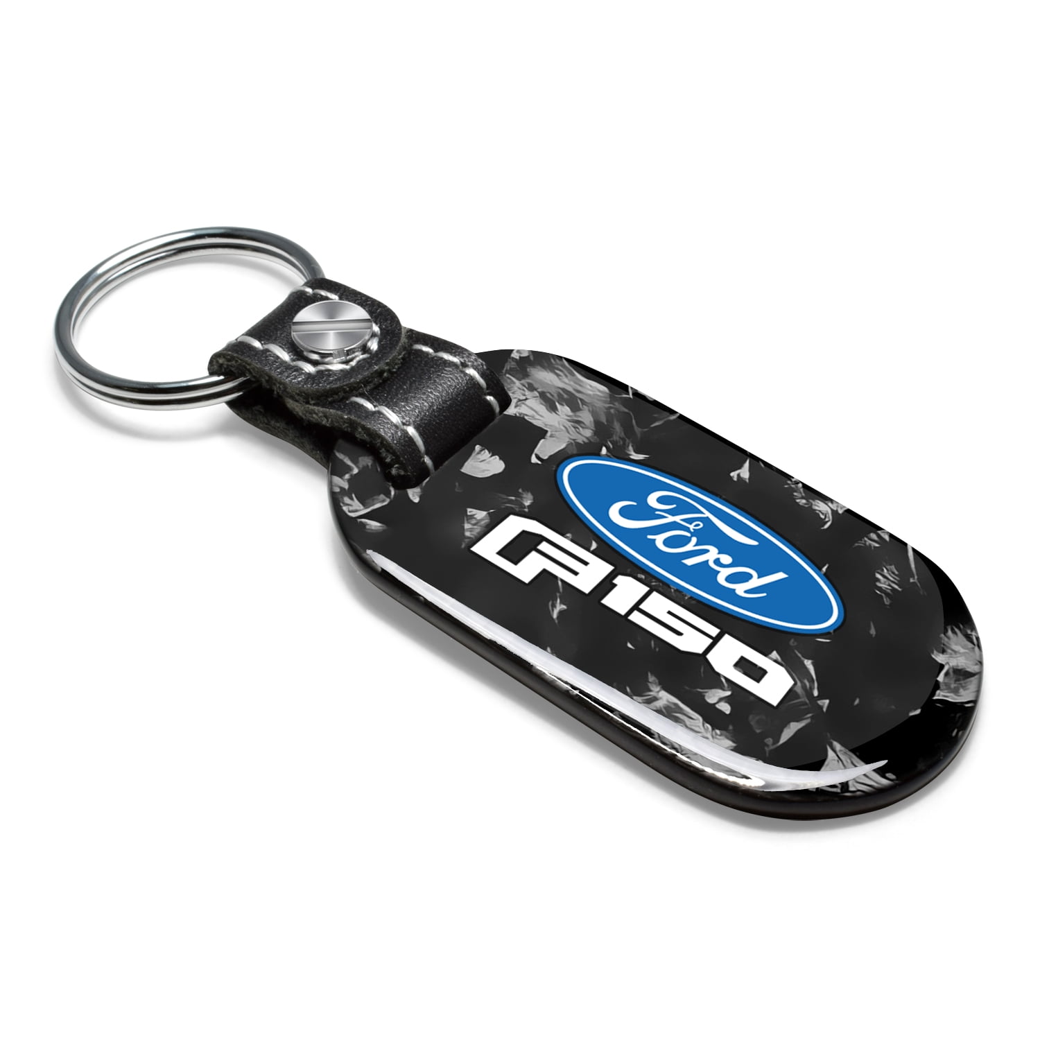 iPick Image for Ford F-150 2015 up LED Printed on Real Forged Carbon Fiber Tag Style Key Chain, Official Licensed