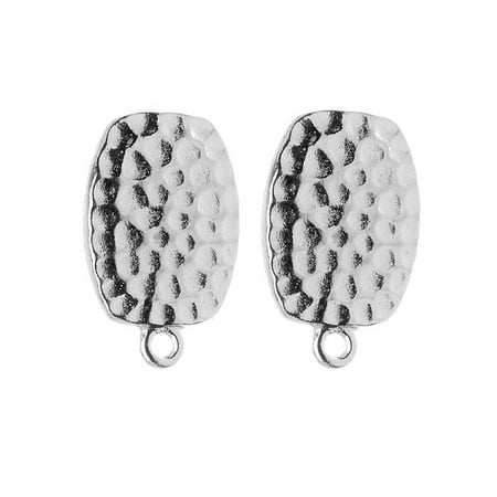 - Rhodium Plated Pewter Hammered Clip On Earrings 20mm 1 Pair