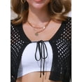 thumbnail image 5 of DARING DIVA Crochet Cropped Cardigan Long Sleeve Tie Front Bolero Shrug S Black, 5 of 6