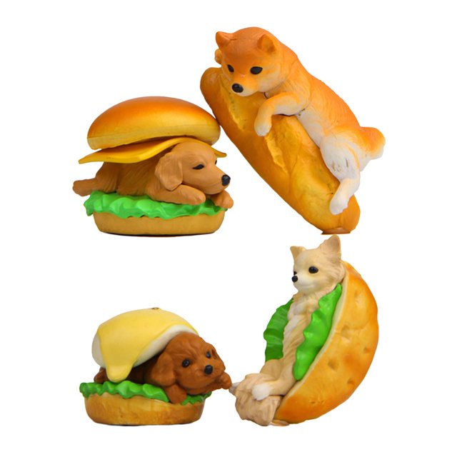 4 piezas figuras de perro hamburguesa Baoblaze Estatuilla de cachorro decoración de escritorio