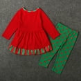thumbnail image 6 of Owordtank Christmas Outfit Toddler Infant Baby Girls Ruffle Top Clothes Set Deer Print Shirt Dress Pants Set, 6 of 8