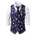 thumbnail image 4 of Nuevo Chaleco de traje con estampado navideño para hombre, vestido de fiesta de banquete de boda, chaqueta con cuello en V, chaleco, 4 of 5