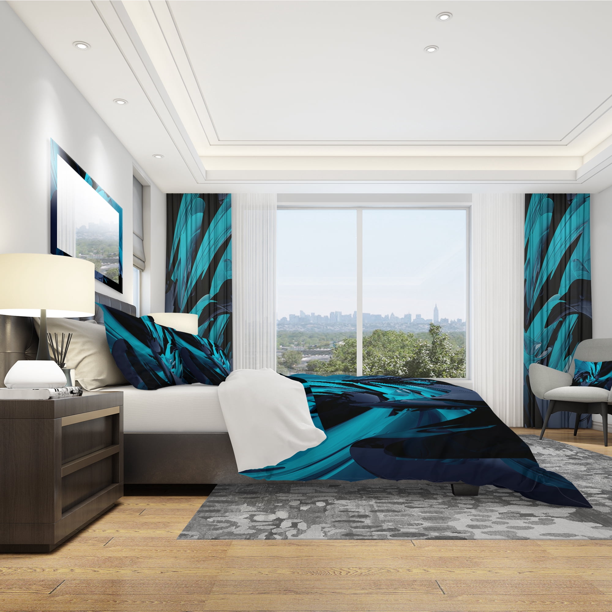 Designart 'Cyan and Grey Mixer' Modern & Contemporary Duvet Cover Set