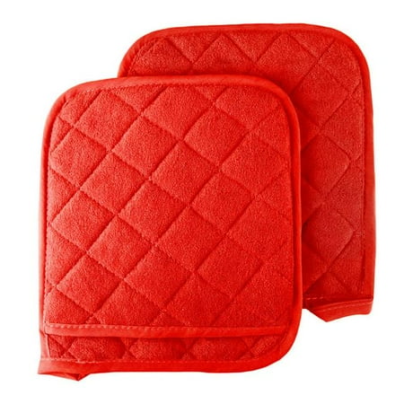 

Lavish Home 69-11-BU Oversized Heat Resistant Quilted Cotton Pot Holders Red - 2 Piece