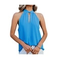 thumbnail image 1 of Women's Halter Tops Sexy Criss Cross Cut Out Long Sleeve Wrap Crop Top Solid Cami Tank Tops, 1 of 3