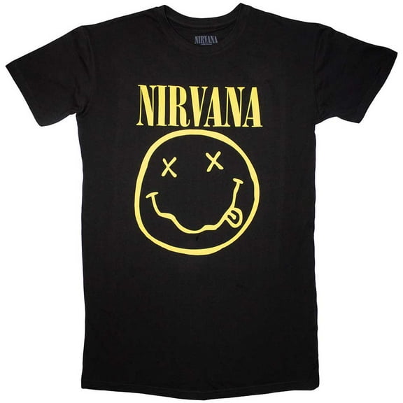 Nirvana Women's T-Shirt Dress: Yellow Happy Face (Small)