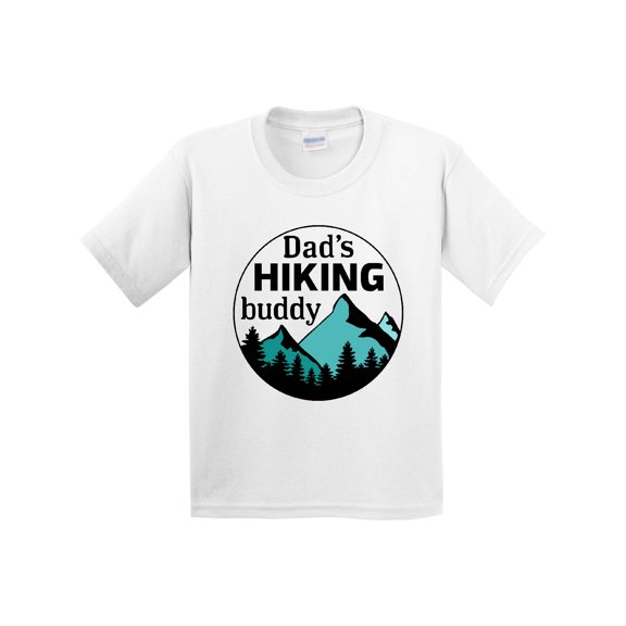 Inktastic Dad's Hiking Buddy with Mountains and Trees Youth T-Shirt