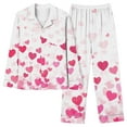 thumbnail image 5 of LYEAA Womens Pajama Sets Heart Print Lapel Long Sleeve Button Down Shirt and Pant Breathable Sleepwear Holiday Nightwear, 5 of 6