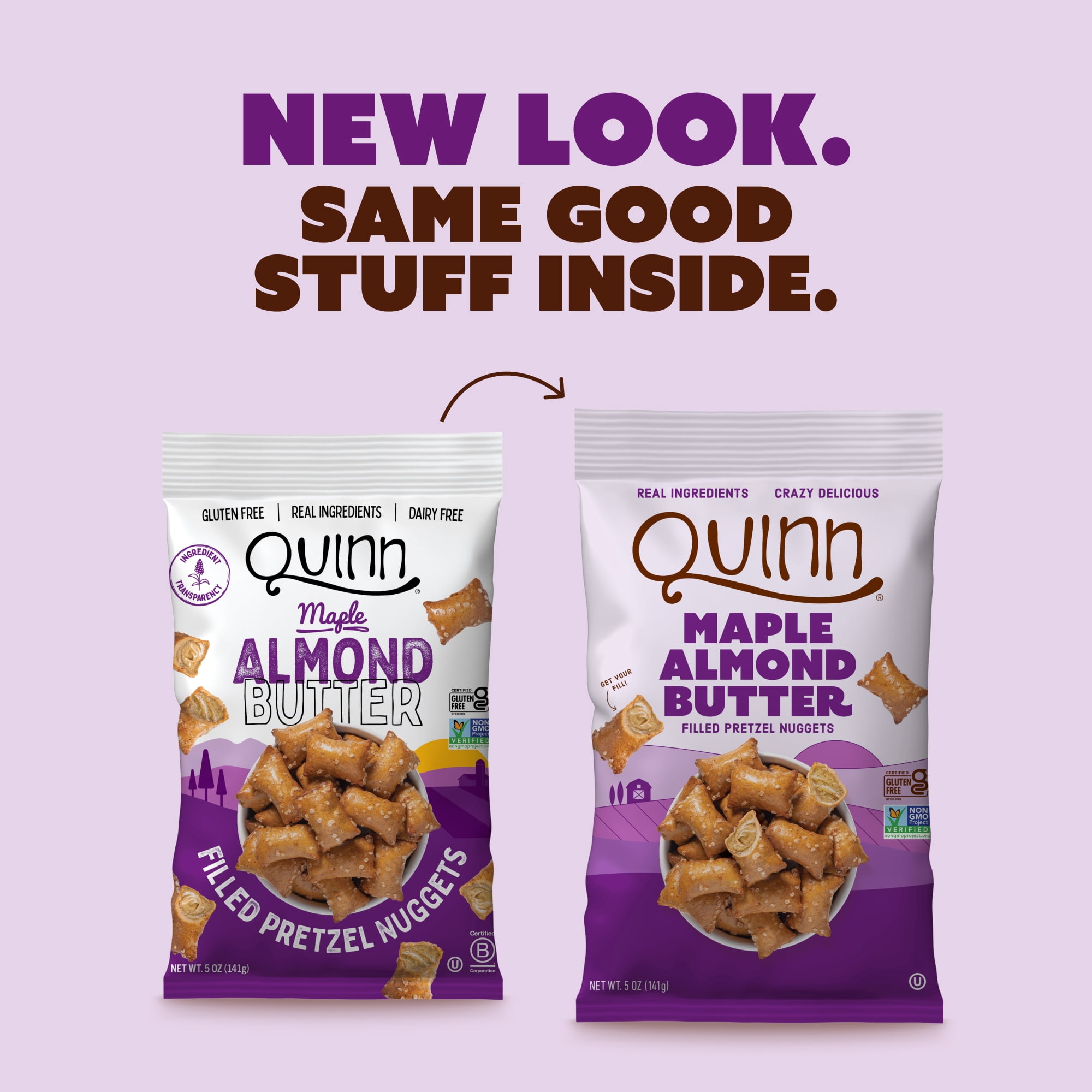 (3 pack) Quinn Maple Almond Butter Filled Pretzel Nuggets, 5.0 oz, 1 Count