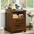 thumbnail image 6 of Joaxswe Nightstand with Charging Station Set of 2, Adult End Table Wooden Bedside Table with 2 Drawers for Living Room, Brown, 6 of 9