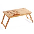 thumbnail image 1 of Foldable Bamboo Laptop Desk Stand Breakfast Serving Bed Tray Table Height Adjustable with 4 Angles Tilting Top Drawer for Reading Writing Working Eating, 1 of 8