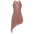 thumbnail image 3 of Alvivi Women Halter Neck Lyrical Ballet Dance Dress Modern Contemporary Figure Skating Costume Dusty Pink S, 3 of 7