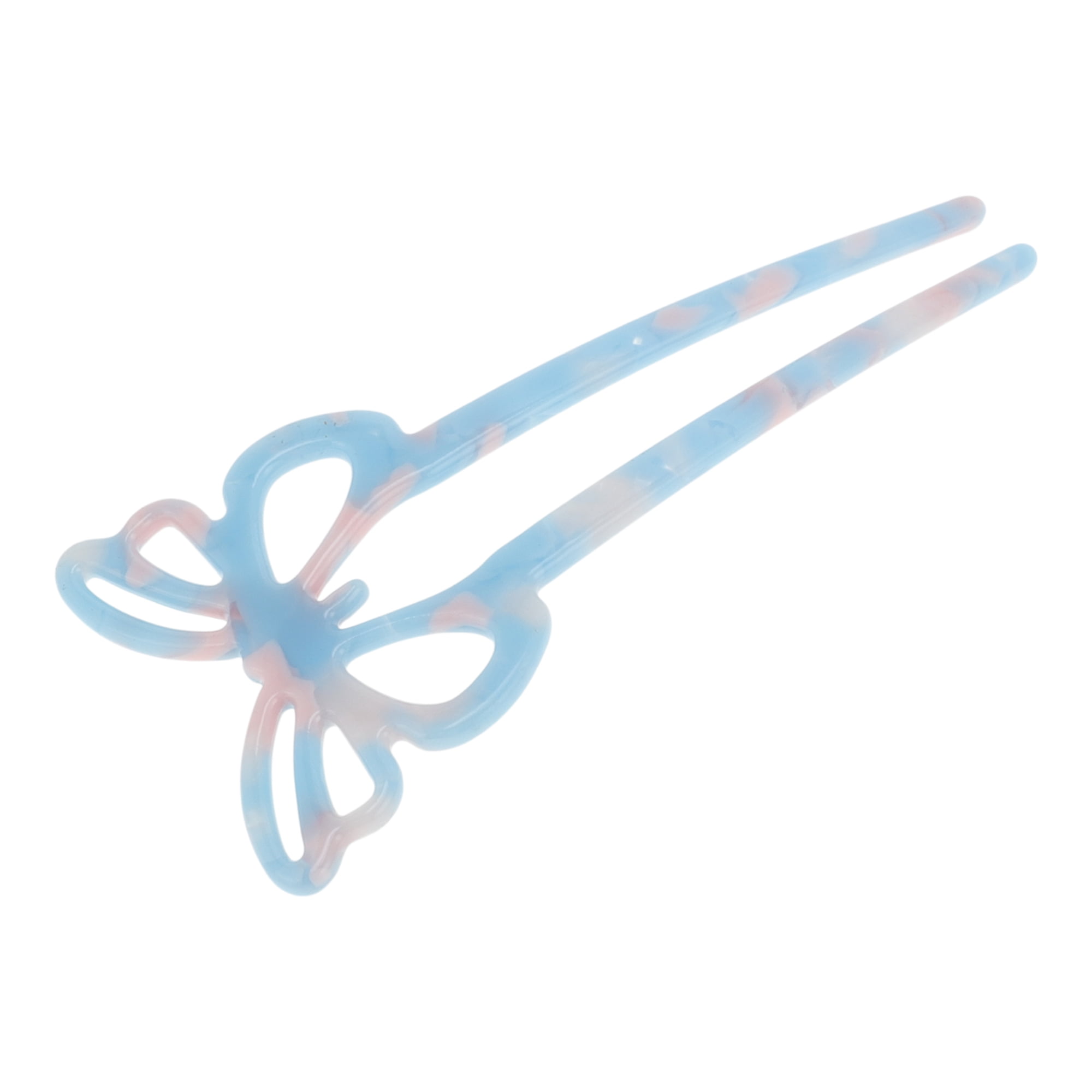 Unique Bargains Butterfly Hair Stick Fork Pins for Women 1 Pc Light Blue, Pink