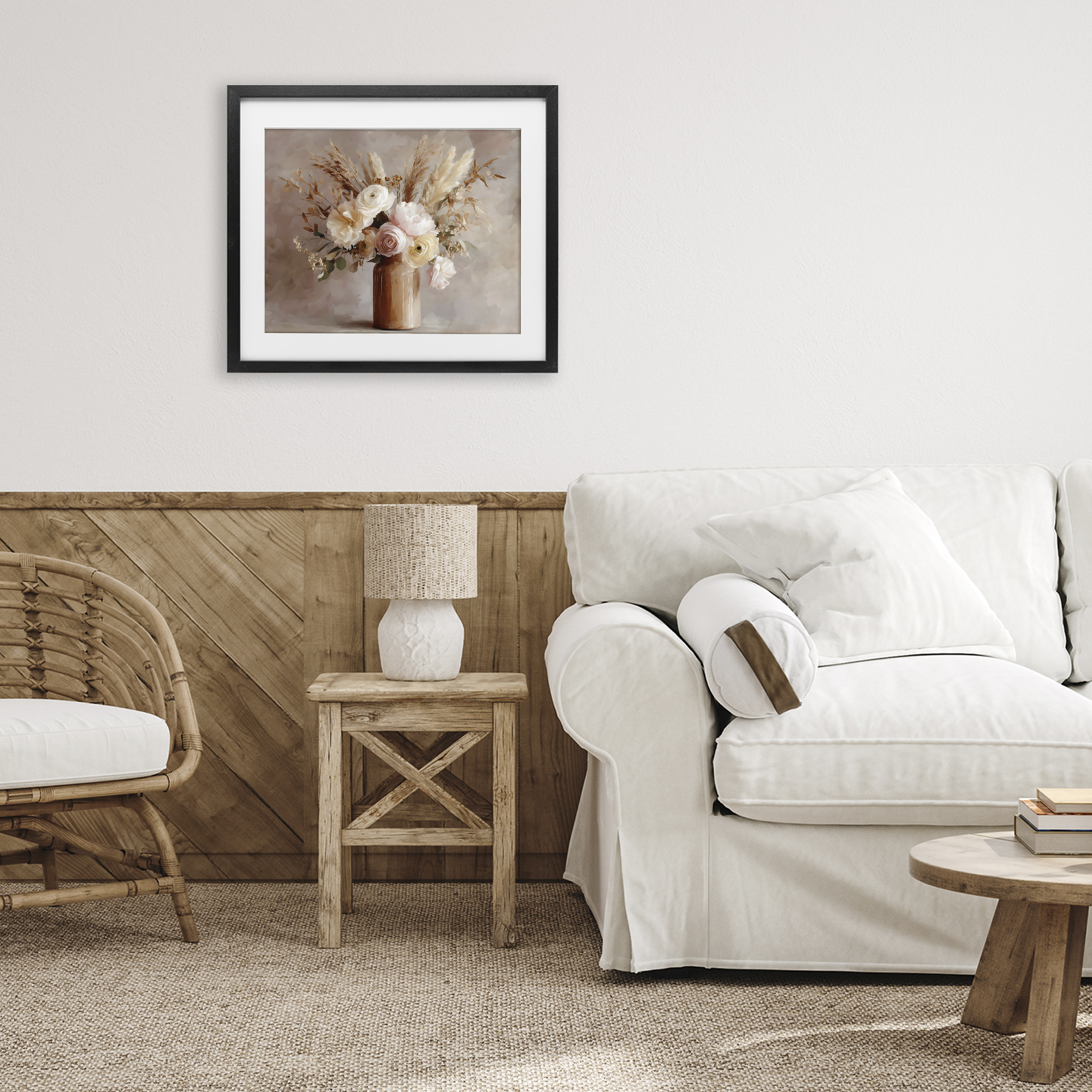 Stupell Industries Elegant Wheat Bouquet in Vase Black Framed Print Under Glass, design by Franklyn Gregory