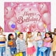 thumbnail image 1 of Muyoka Fondo de feliz cumpleaños Banner Fondo de cumpleaños rosa Decoración de fiesta para interiores y exteriores Muyoka Hogar, 1 of 7