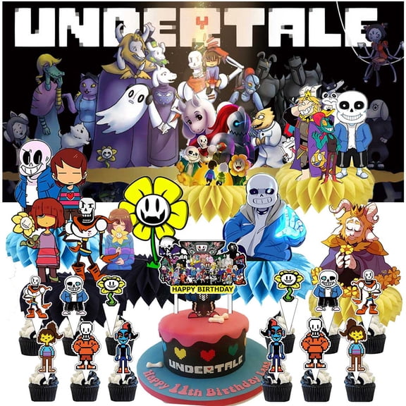 Undertale Party Supplies Honeycomb Centerpieces Table Toppers Backdrop Decorations for Birthday