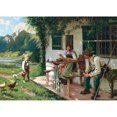 thumbnail image 2 of Emil Rau 18x14 Gold Ornate Wood Frame and Double Matted Museum Art Print Titled - A Summer Day in Front of the House, 2 of 4