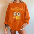 Women's Oversized Thanksgiving Sweatshirt Funny Turkey Face Graphic