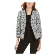 Kasper Women's Zig Zag Jacquard Knit Jacket Gray Size 16P