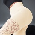 thumbnail image 2 of Frostluinai Women's Hollow Out Mesh Leggings Butt Lifting High Waisted Tummy Control Yoga Pants Outdoor Workout Pants Beige L, 2 of 4
